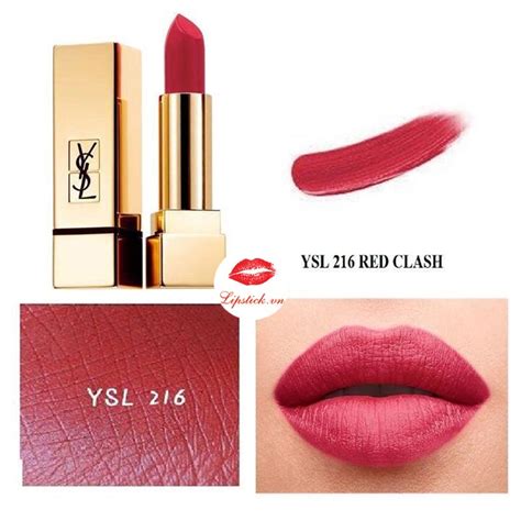 Son YSL 216 Red Clash Màu Đỏ Hồng 